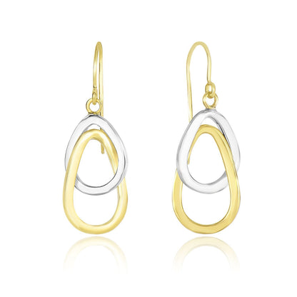 14k Two-Tone Gold Interlaced Open Teardrop Drop Earrings Bids.com