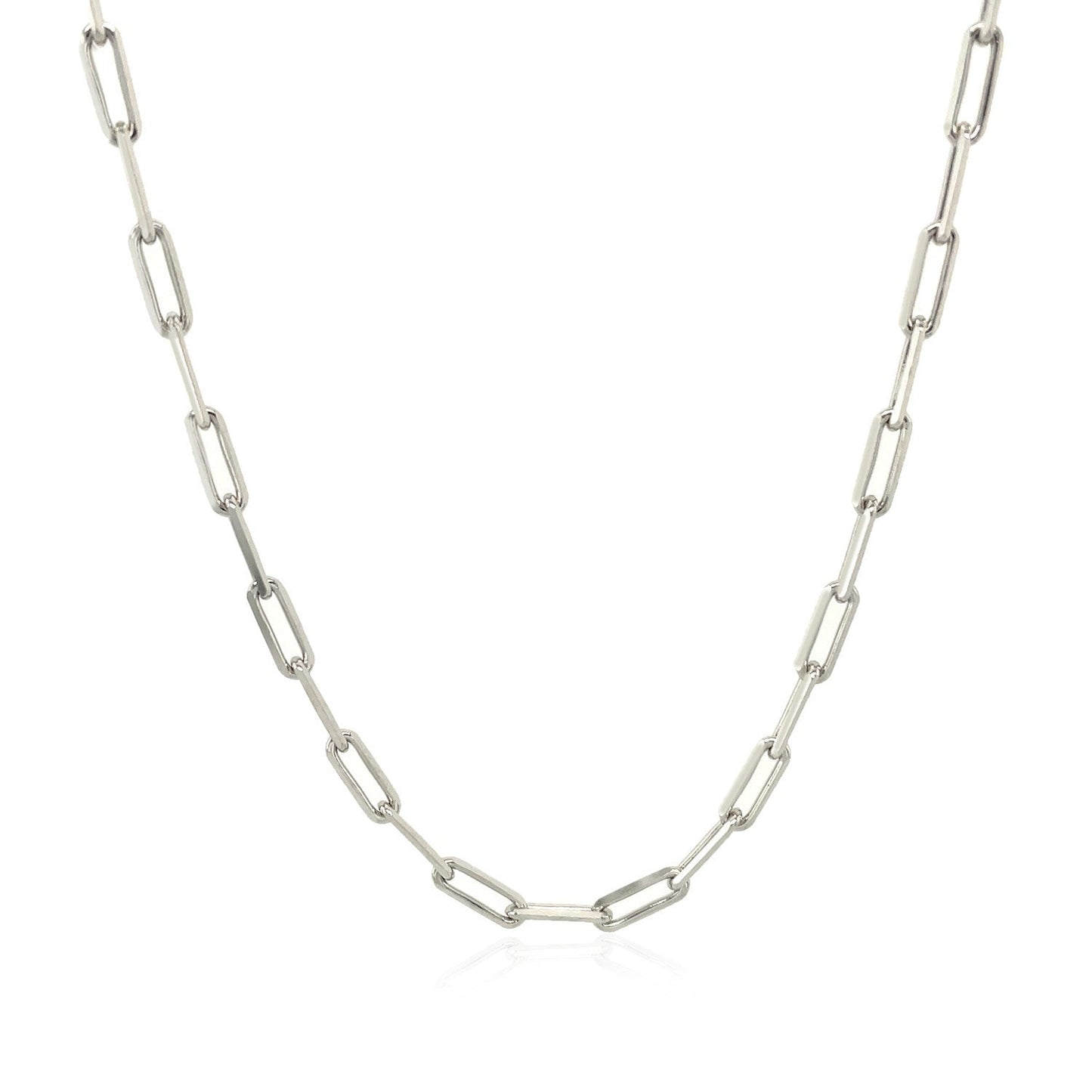 Sterling Silver Rhodium Plated Paperclip Chain (2.5 mm) Bids.com