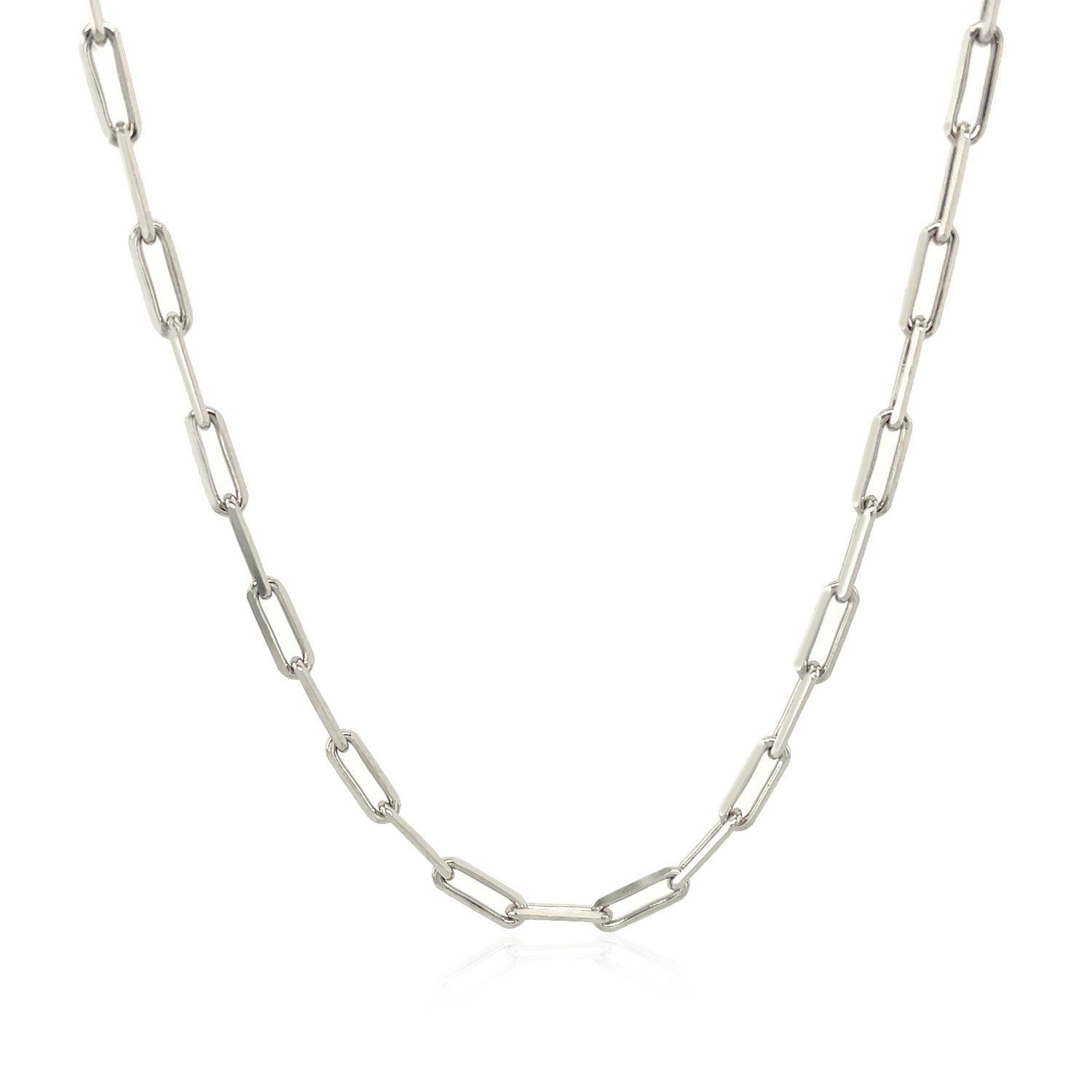 Sterling Silver Rhodium Plated Paperclip Chain (2.5 mm) Bids.com