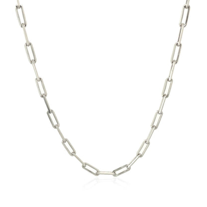 Sterling Silver Rhodium Plated Paperclip Chain (2.5 mm) Bids.com