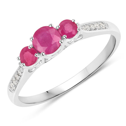 0.61 Carat Genuine Ruby and White Diamond 14K White Gold Ring Bids.com