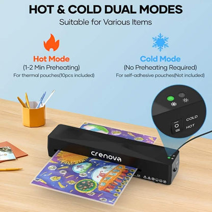 Crenova A4 Laminator – Hot & Cold Modes, Compact Design DailySale