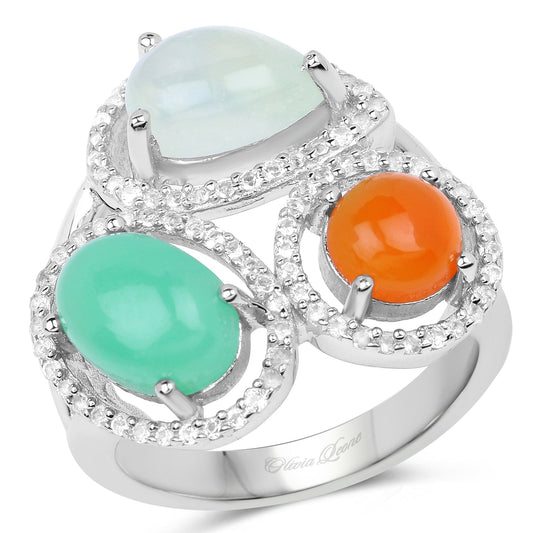 4.82 Carat Genuine Multi Stone .925 Sterling Silver Ring Bids.com