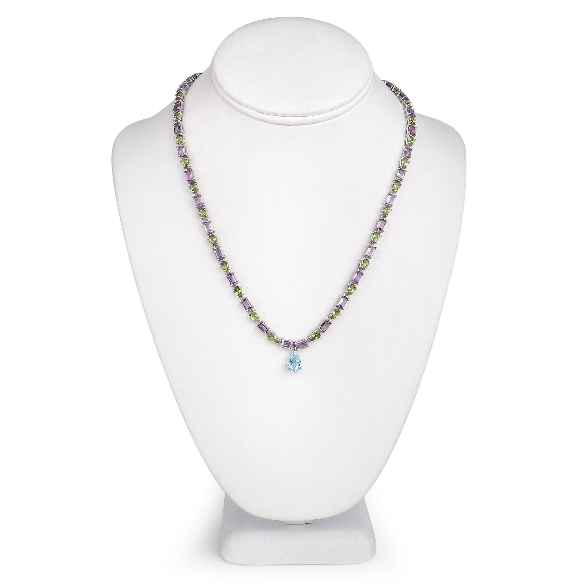 32.50 Carat Genuine Multi Stones .925 Sterling Silver Necklace Bids.com