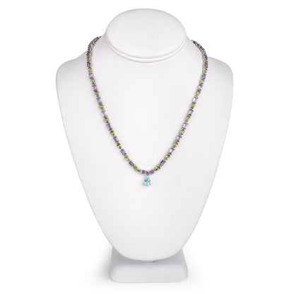 32.50 Carat Genuine Multi Stones .925 Sterling Silver Necklace Bids.com