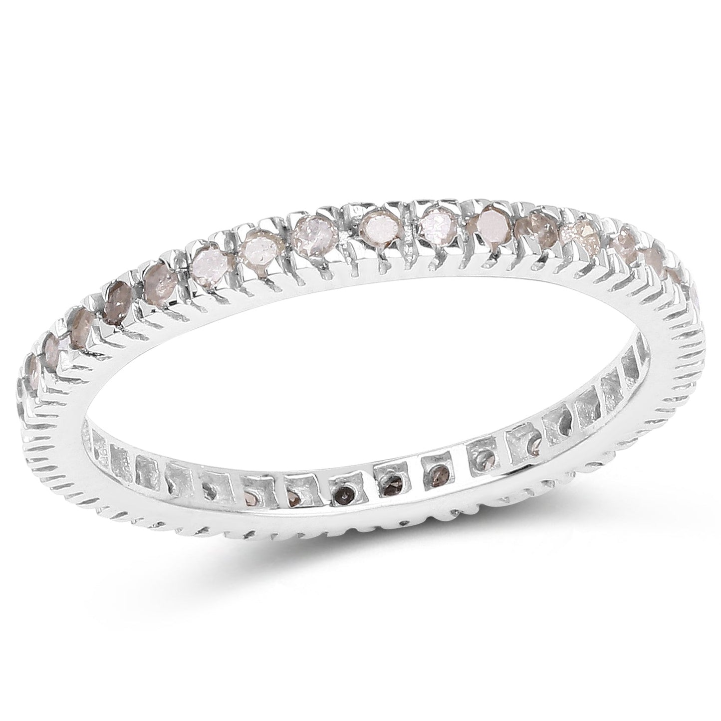 0.57 Carat Genuine Champagne Diamond .925 Sterling Silver Ring Bids.com
