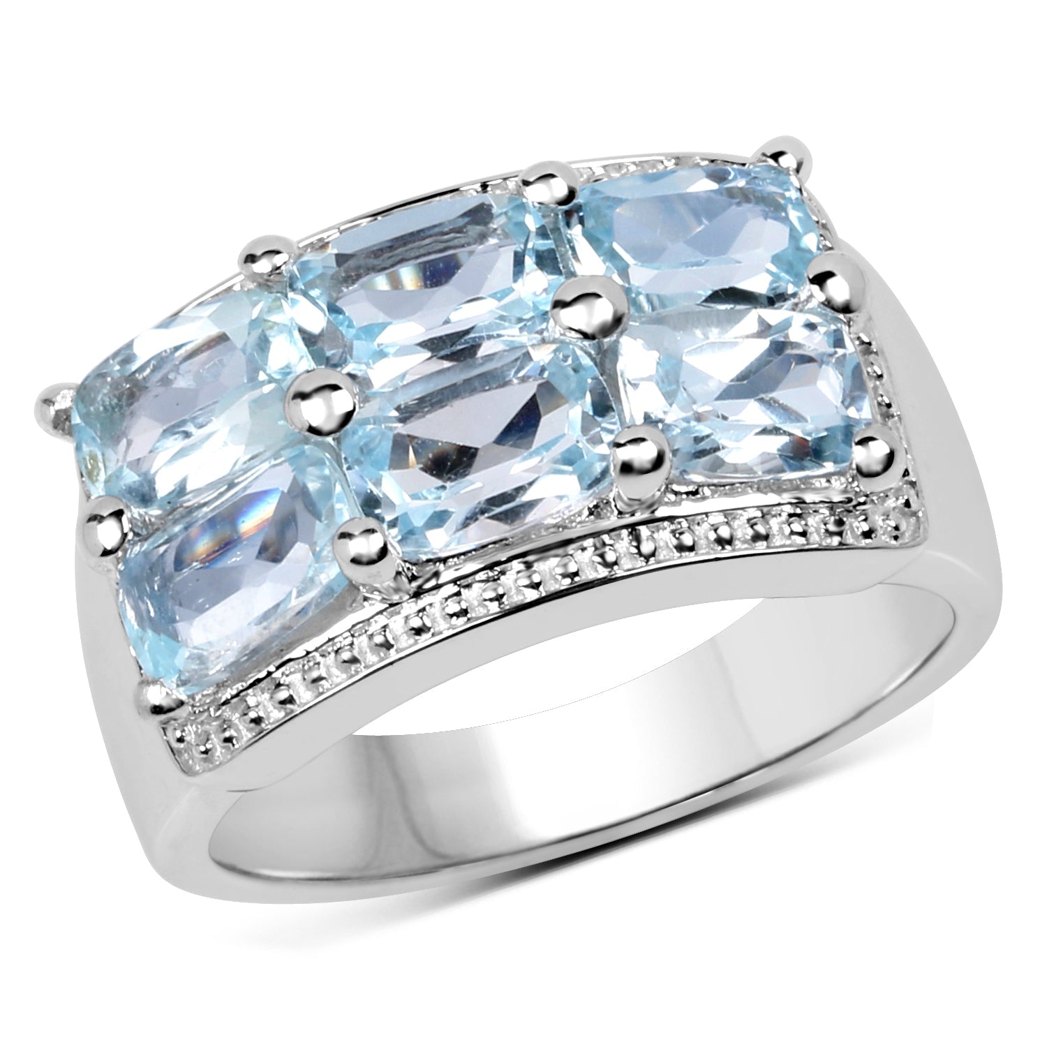 3.60 Carat Genuine Blue Topaz .925 Sterling Silver Ring Bids.com