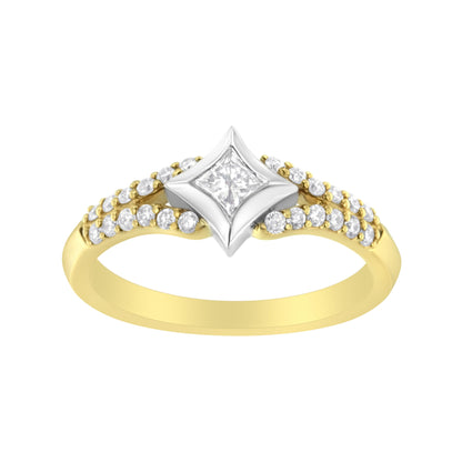 10K Two Tone Color 1/2 Cttw Diamond Kite and Split Shank Ring (H-I Color,SI2-I1 Clarity) Bids.com