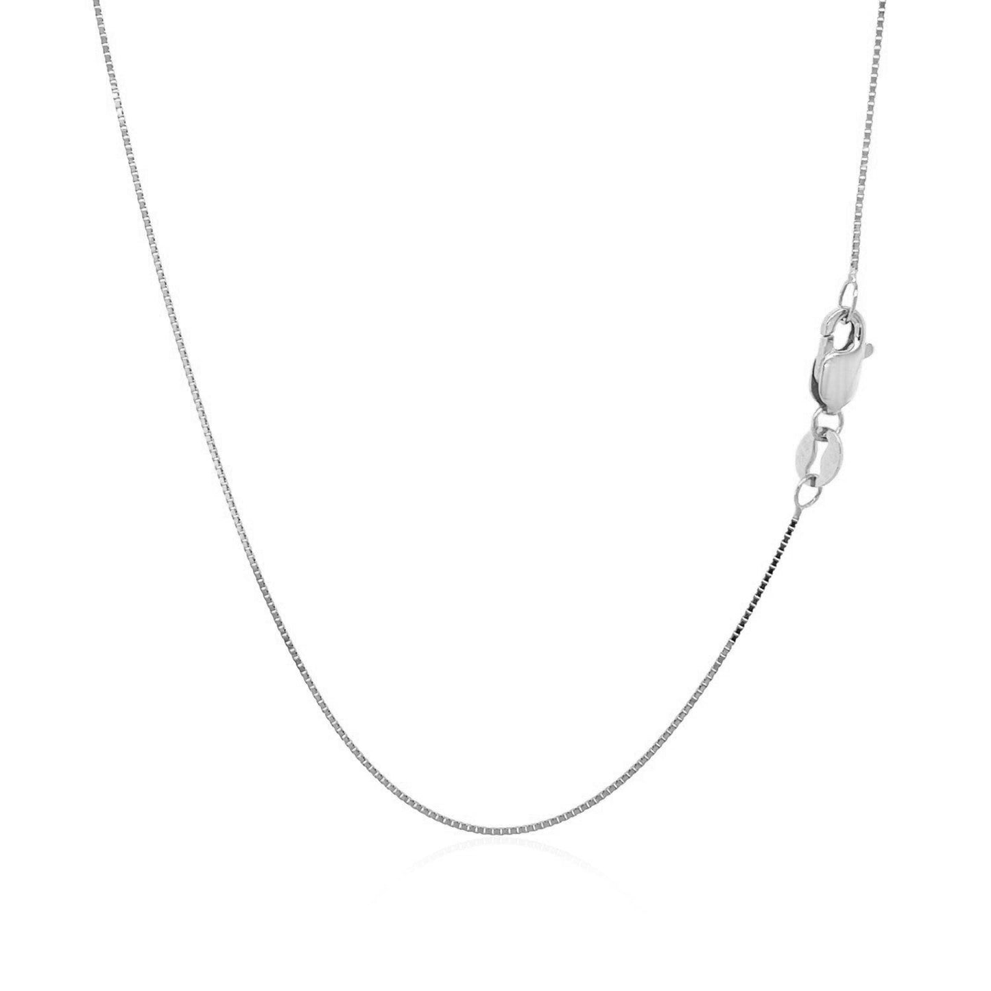 14k White Gold Classic Box Chain 0.6mm Bids.com