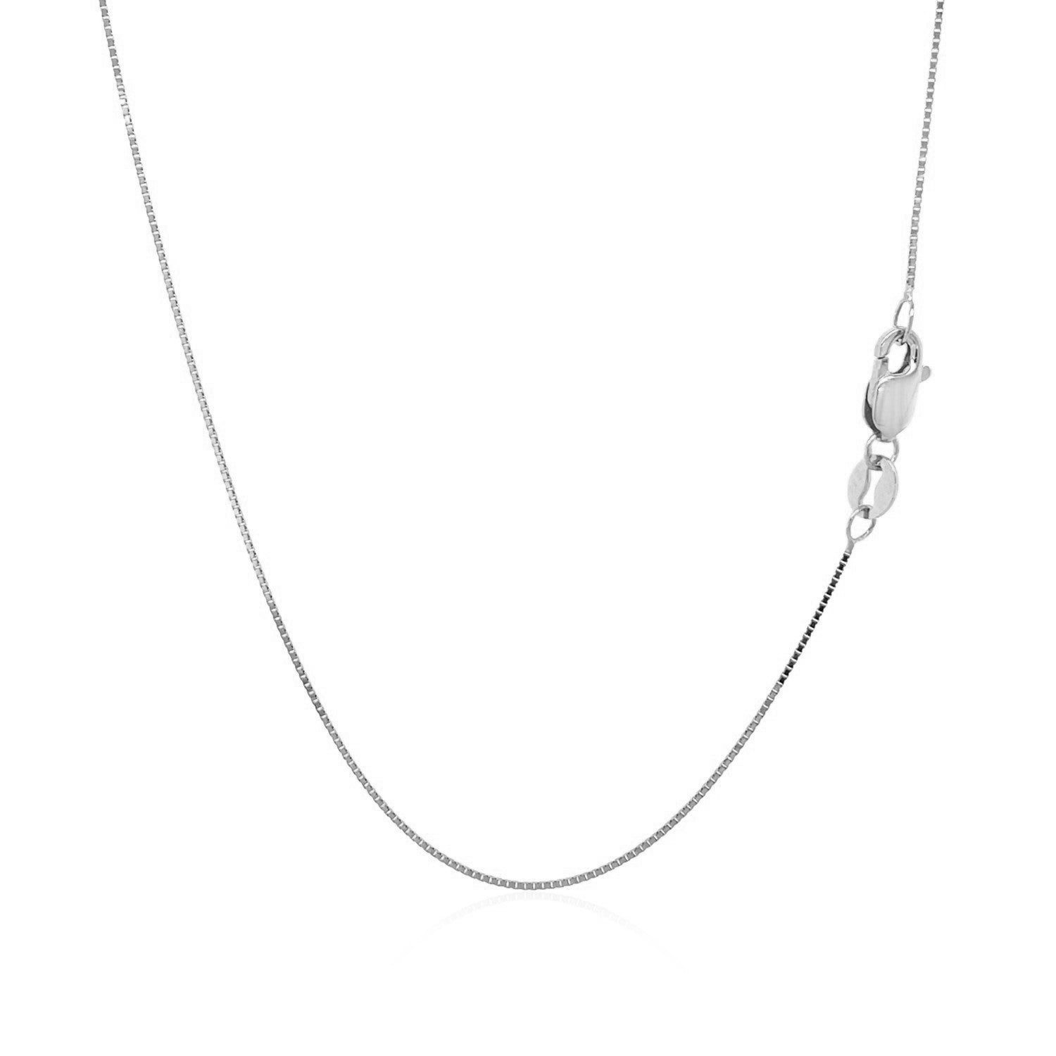 14k White Gold Classic Box Chain 0.6mm Bids.com