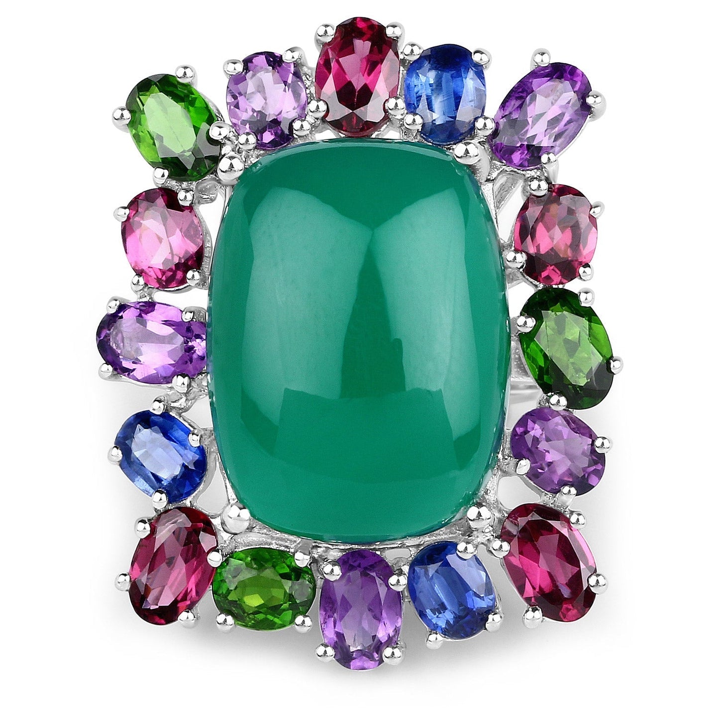 26.67 Carat Genuine Multi Stones .925 Sterling Silver Ring Bids.com