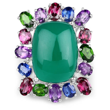 26.67 Carat Genuine Multi Stones .925 Sterling Silver Ring Bids.com