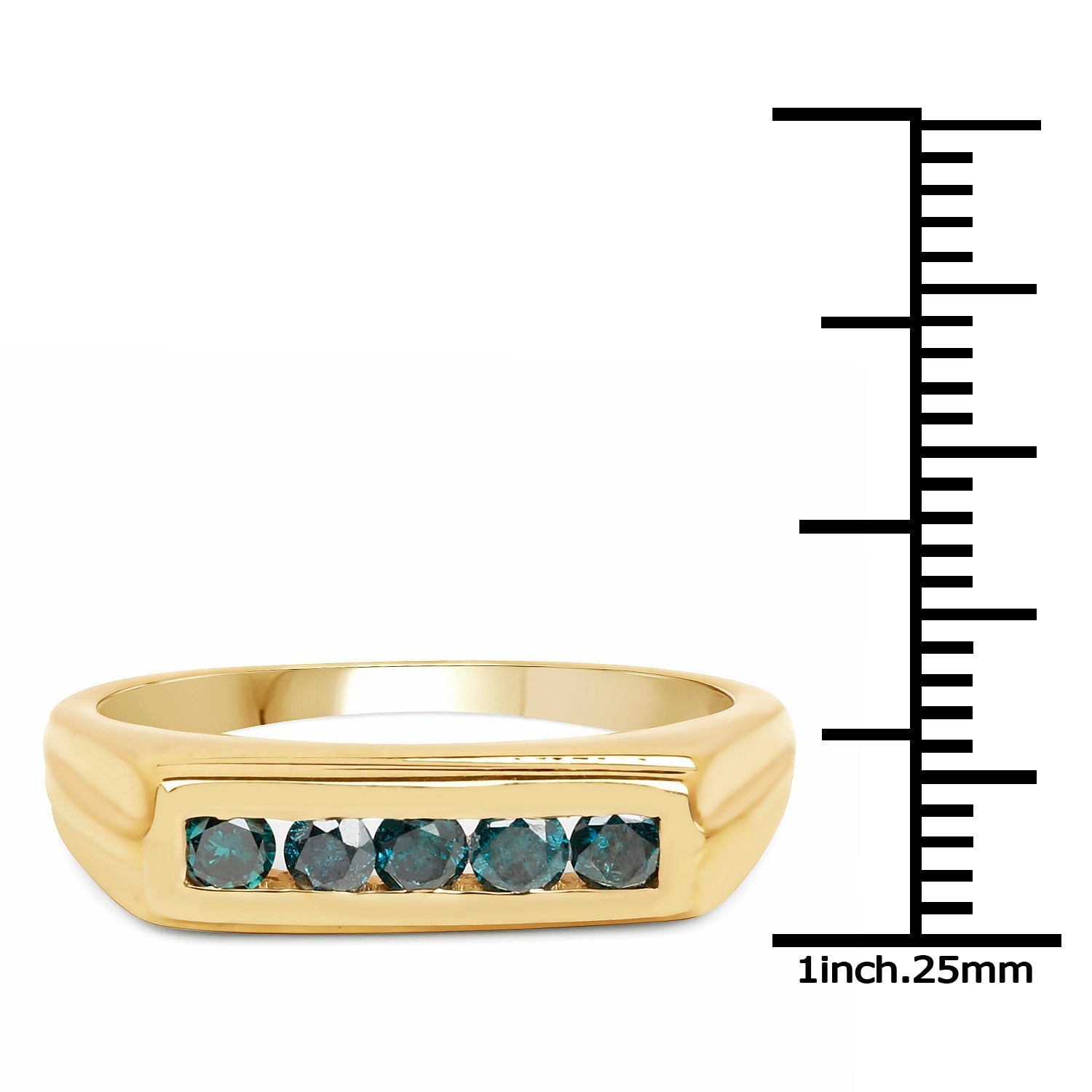 14K Yellow Gold Plated 0.50 Carat Genuine Blue Diamond .925 Sterling Silver Ring Bids.com