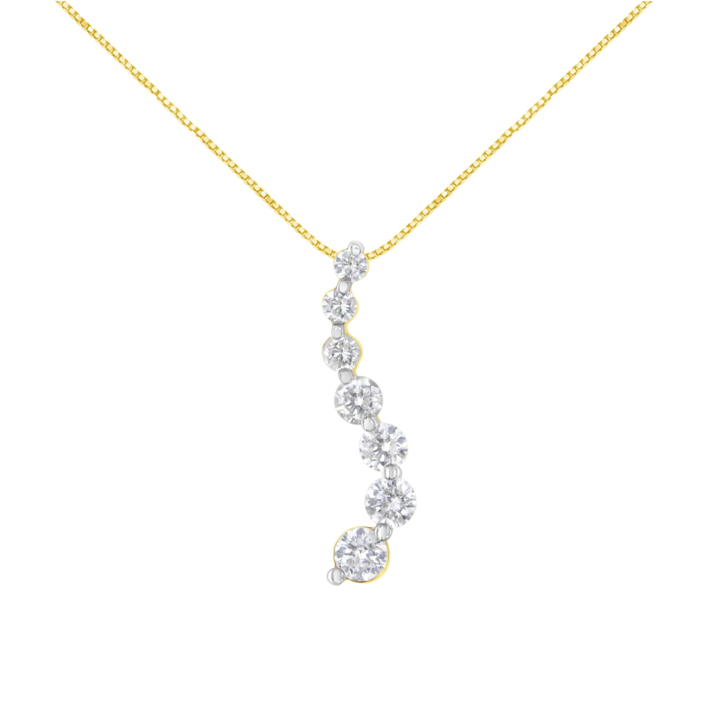 AGS Certified 14K Yellow Gold 2.0 Cttw Baguette and Brilliant Round-Cut Diamond Journey 18" Pendant Necklace (F-G Color, I1-I2 Clarity) Bids.com