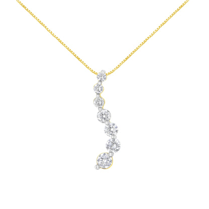 AGS Certified 14K Yellow Gold 2.0 Cttw Baguette and Brilliant Round-Cut Diamond Journey 18" Pendant Necklace (F-G Color, I1-I2 Clarity) Bids.com