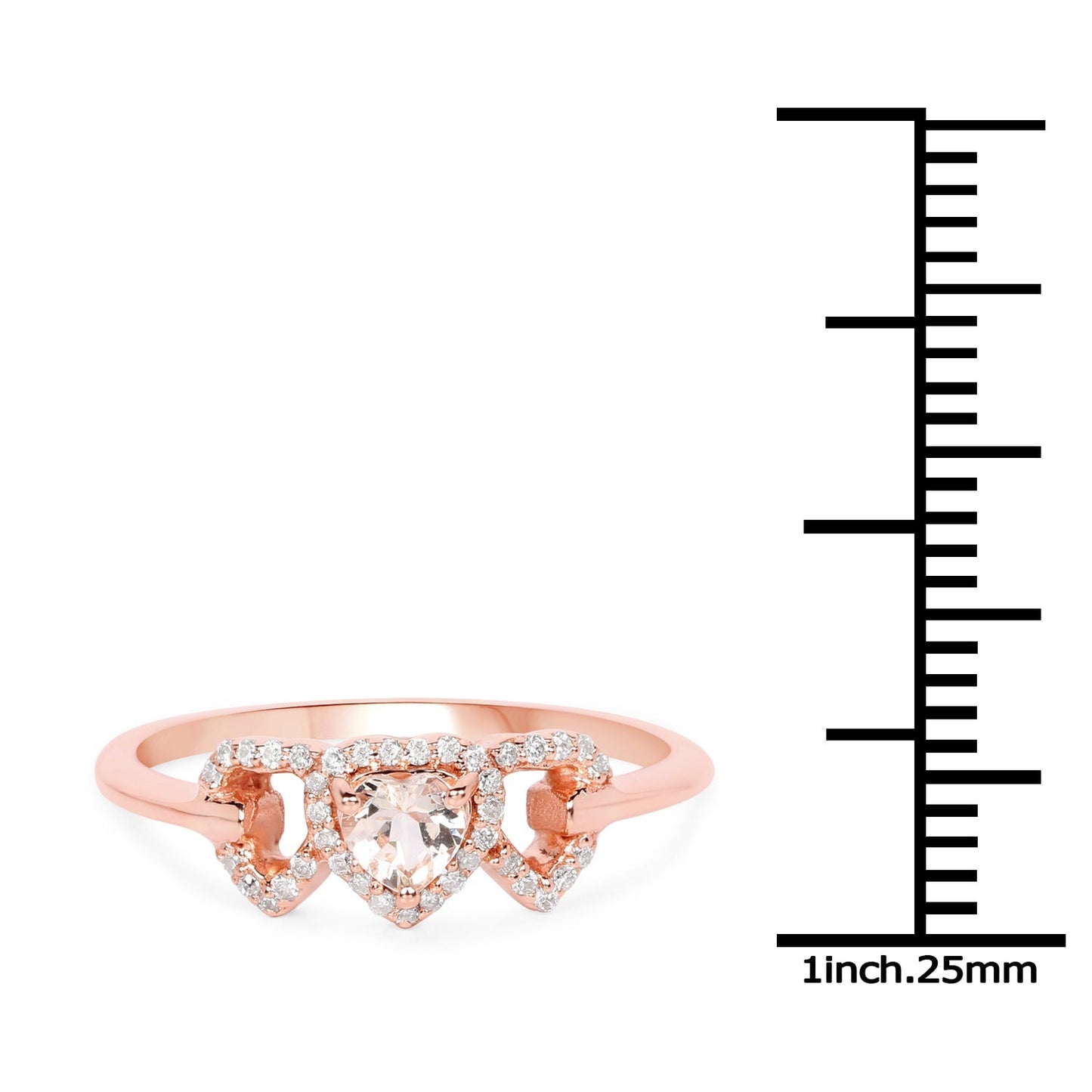0.37 Carat Genuine Morganite and White Diamond 14K Rose Gold Ring Bids.com
