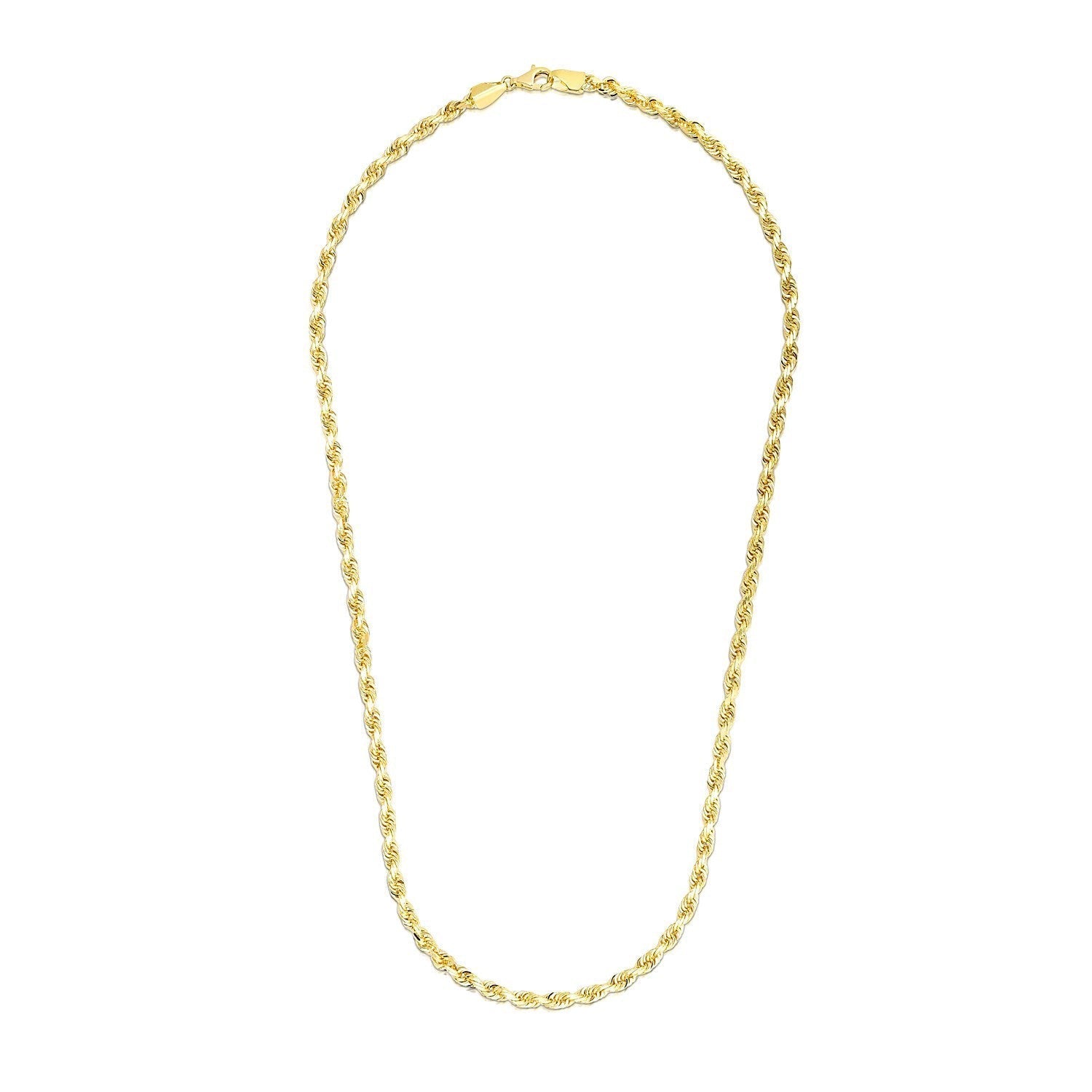 3.5mm 14k Yellow Gold Solid Diamond Cut Rope Chain Bids.com