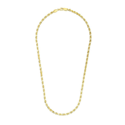 3.5mm 14k Yellow Gold Solid Diamond Cut Rope Chain Bids.com