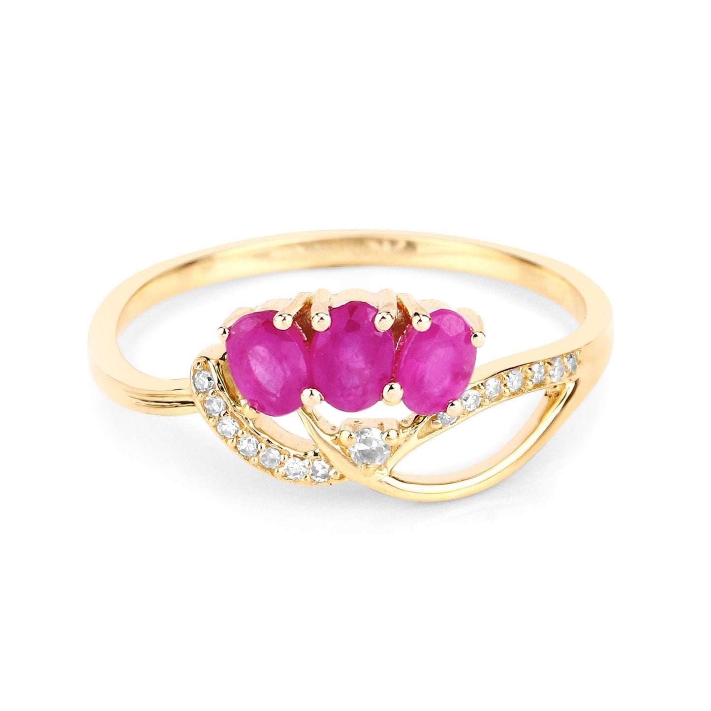 0.71 Carat Genuine Ruby and White Diamond 14K Yellow Gold Ring Bids.com
