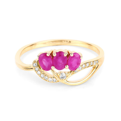 0.71 Carat Genuine Ruby and White Diamond 14K Yellow Gold Ring Bids.com