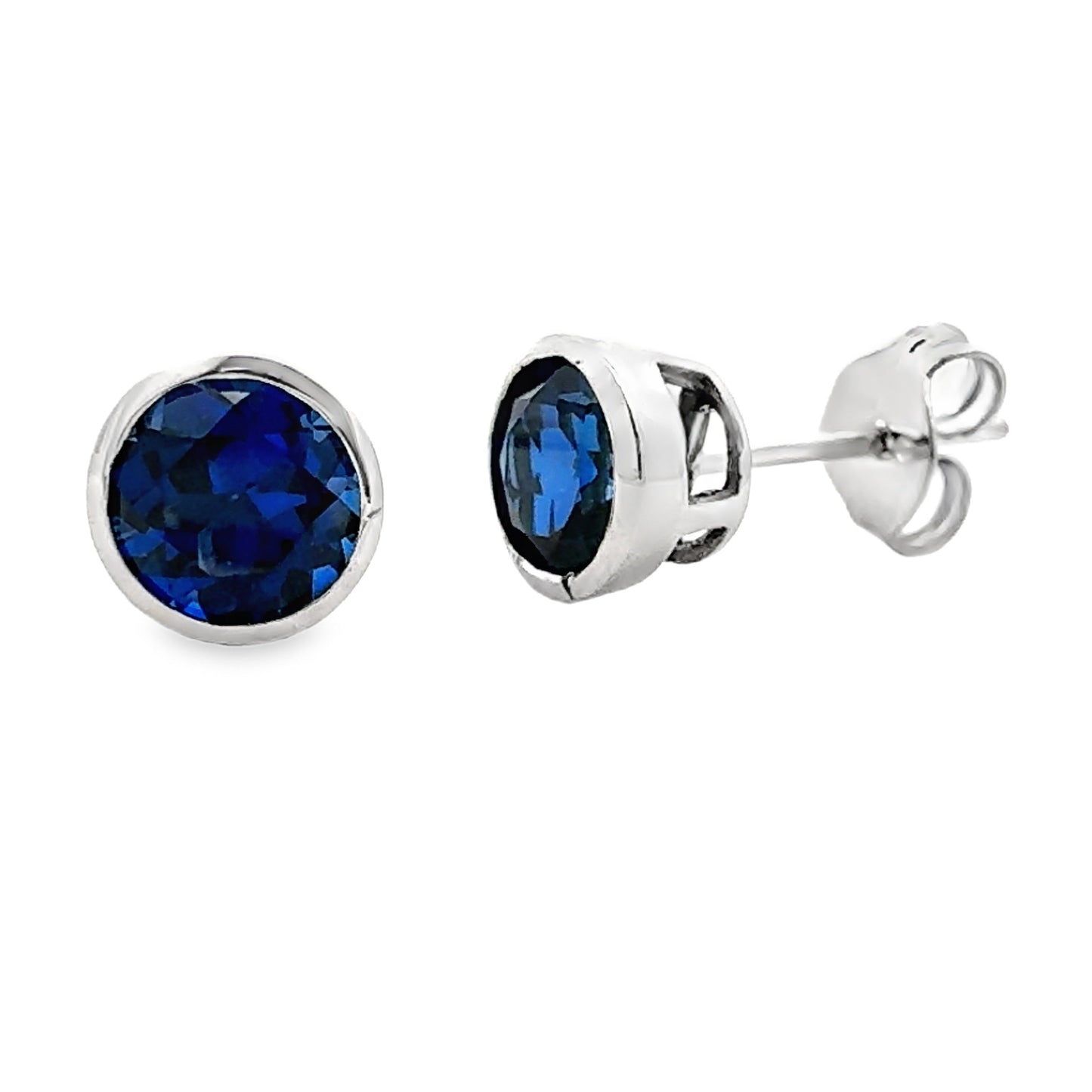 1.10ct Created Sapphire Stud Earrings 10KT White Gold Bids.com