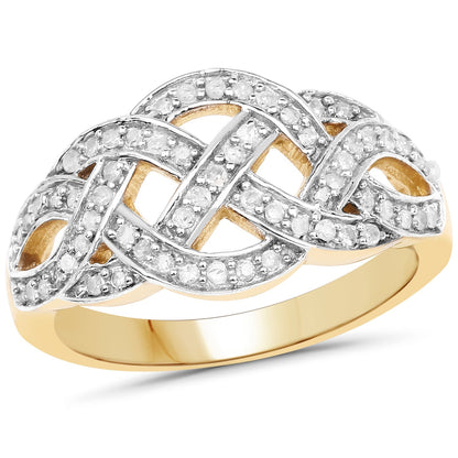 14K Yellow Gold Plated 0.26 Carat Genuine White Diamond .925 Sterling Silver Ring Bids.com