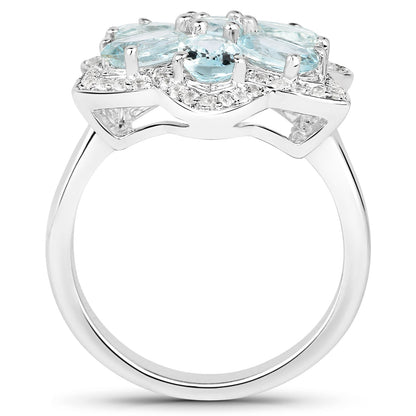 2.88 Carat Genuine Aquamarine .925 Sterling Silver Ring Bids.com