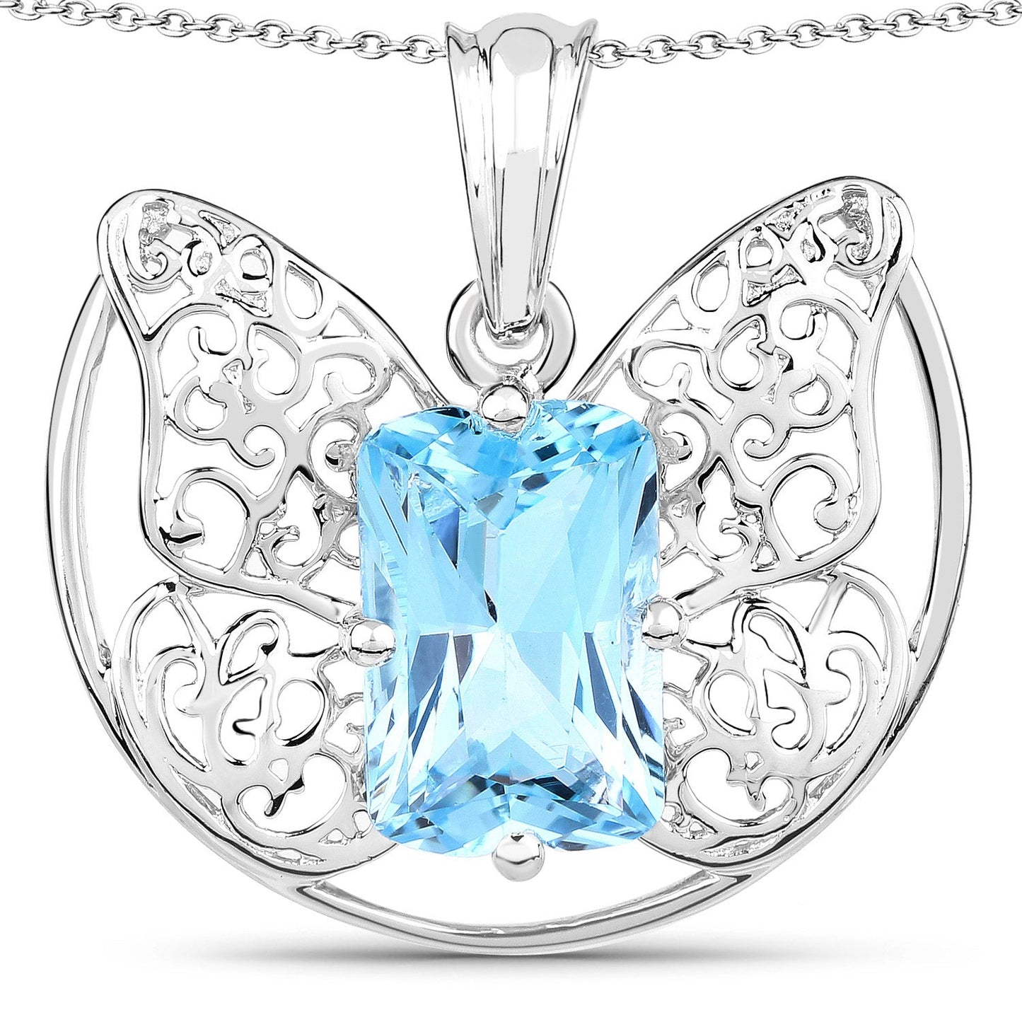 11.10 Carat Genuine Swiss Blue Topaz .925 Sterling Silver Pendant Bids.com