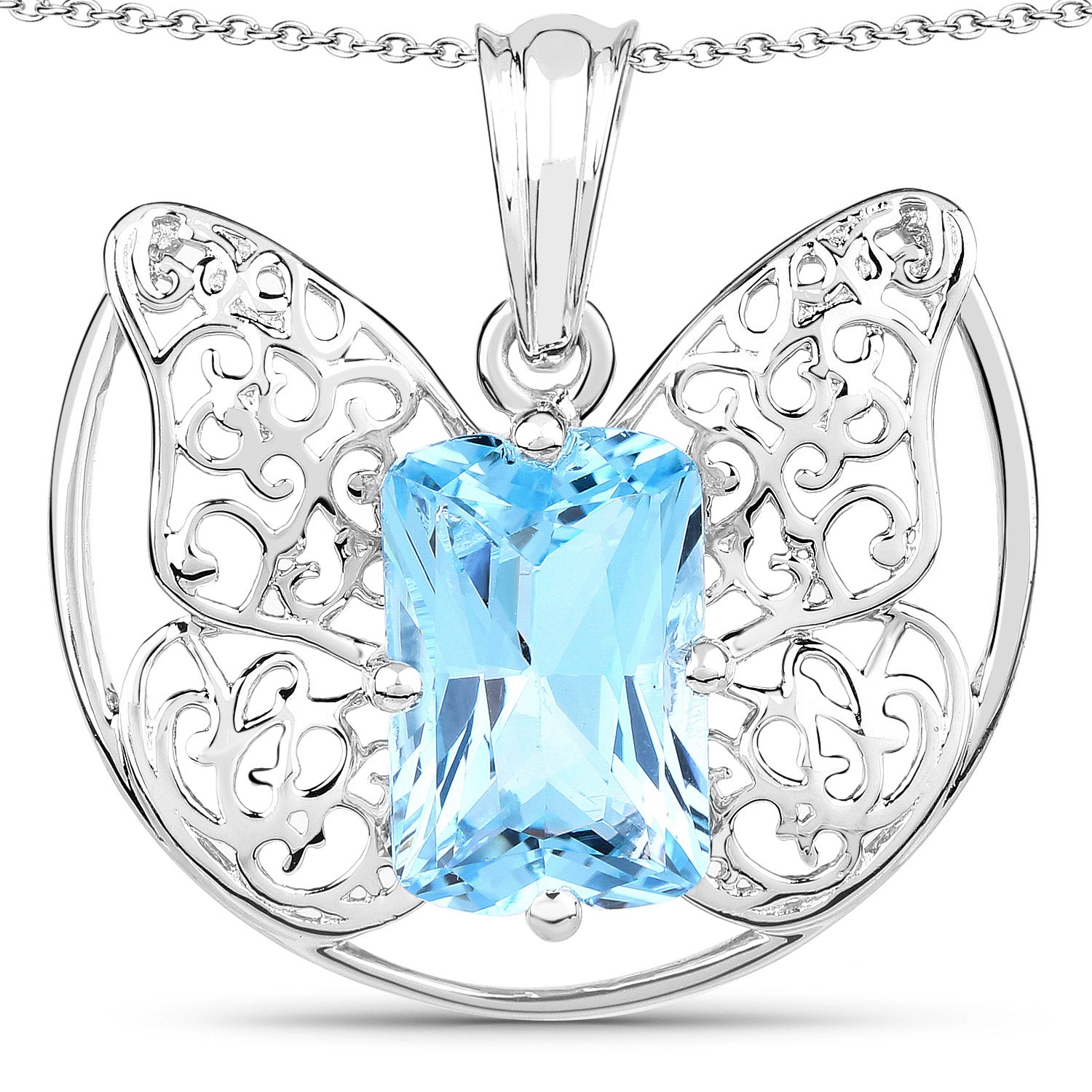 11.10 Carat Genuine Swiss Blue Topaz .925 Sterling Silver Pendant Bids.com