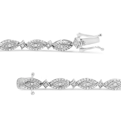 .925 Sterling Silver 1/2 Cttw Diamond Alternating Marquise and Starburst Shaped Link Bracelet (I-J Color, I2-I3 Clarity) - 7.25" Bids.com
