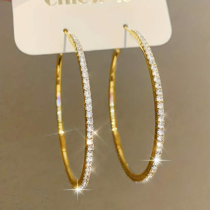 Women's Rhinestone Hoop Earrings – Large Stainless Steel Bling Hoops DailySale