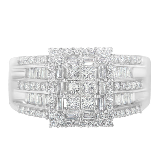 10K White Gold Diamond Cluster Ring (1 cttw, H-I Color, I1-I2 Clarity) Bids.com