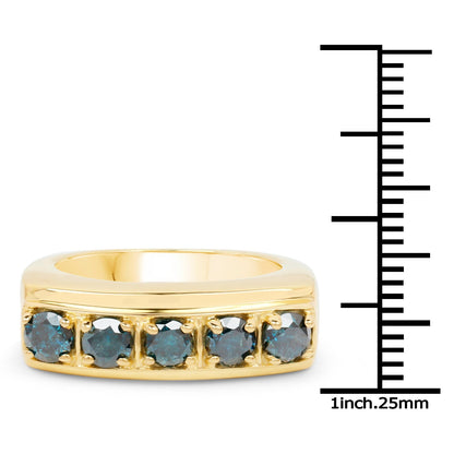 14K Yellow Gold Plated 1.25 Carat Genuine Blue Diamond .925 Sterling Silver Ring Bids.com
