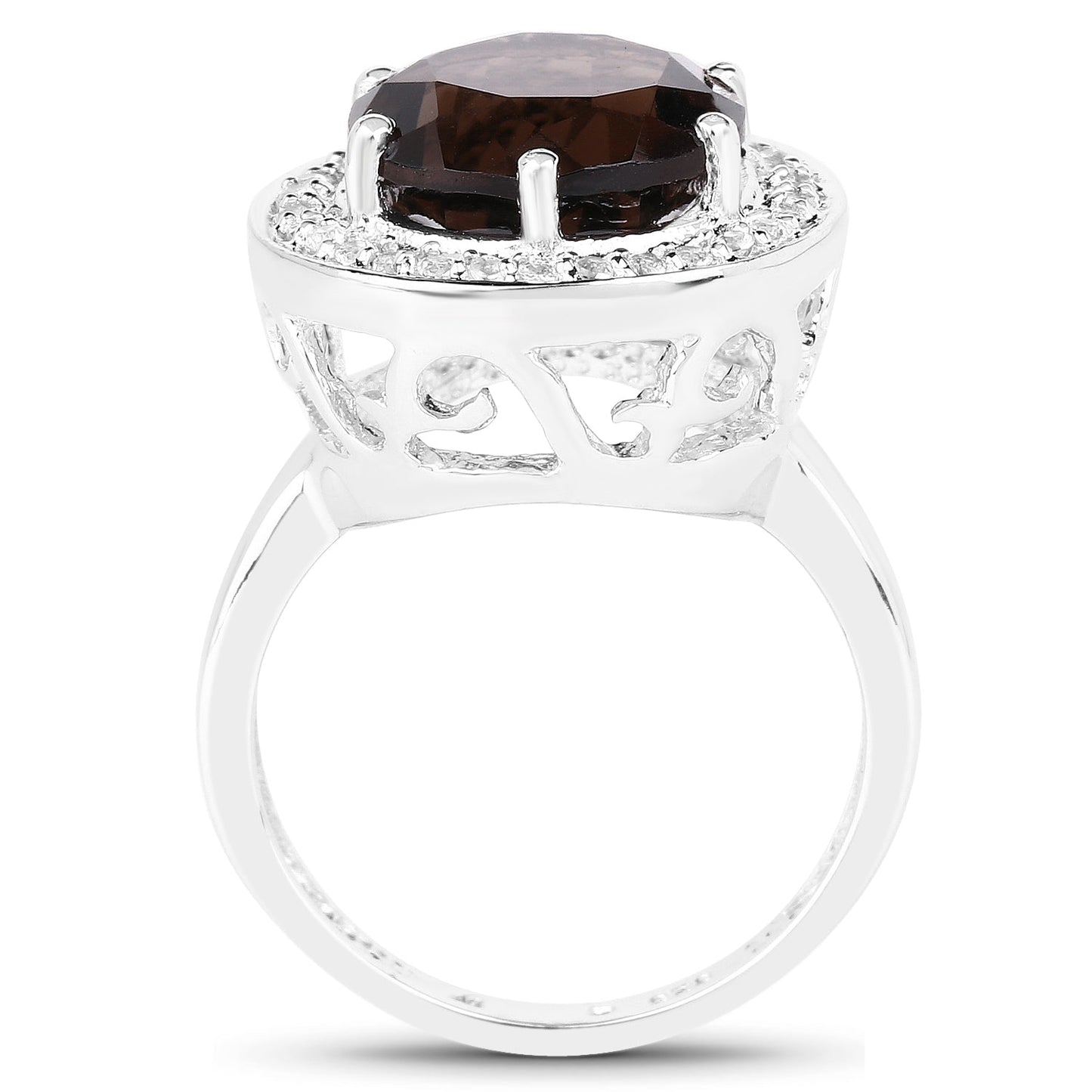 4.52 Carat Genuine Smoky Quartz and White Topaz .925 Sterling Silver Ring Bids.com
