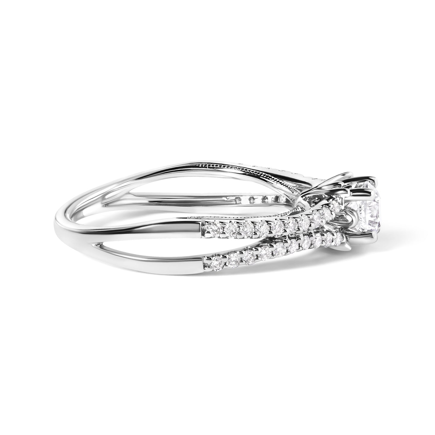 14K White Gold 5/8 Cttw Diamond Split Shank Engagement Ring  (G-H Color, VS2-SI1 Clarity) - Size 7 Bids.com