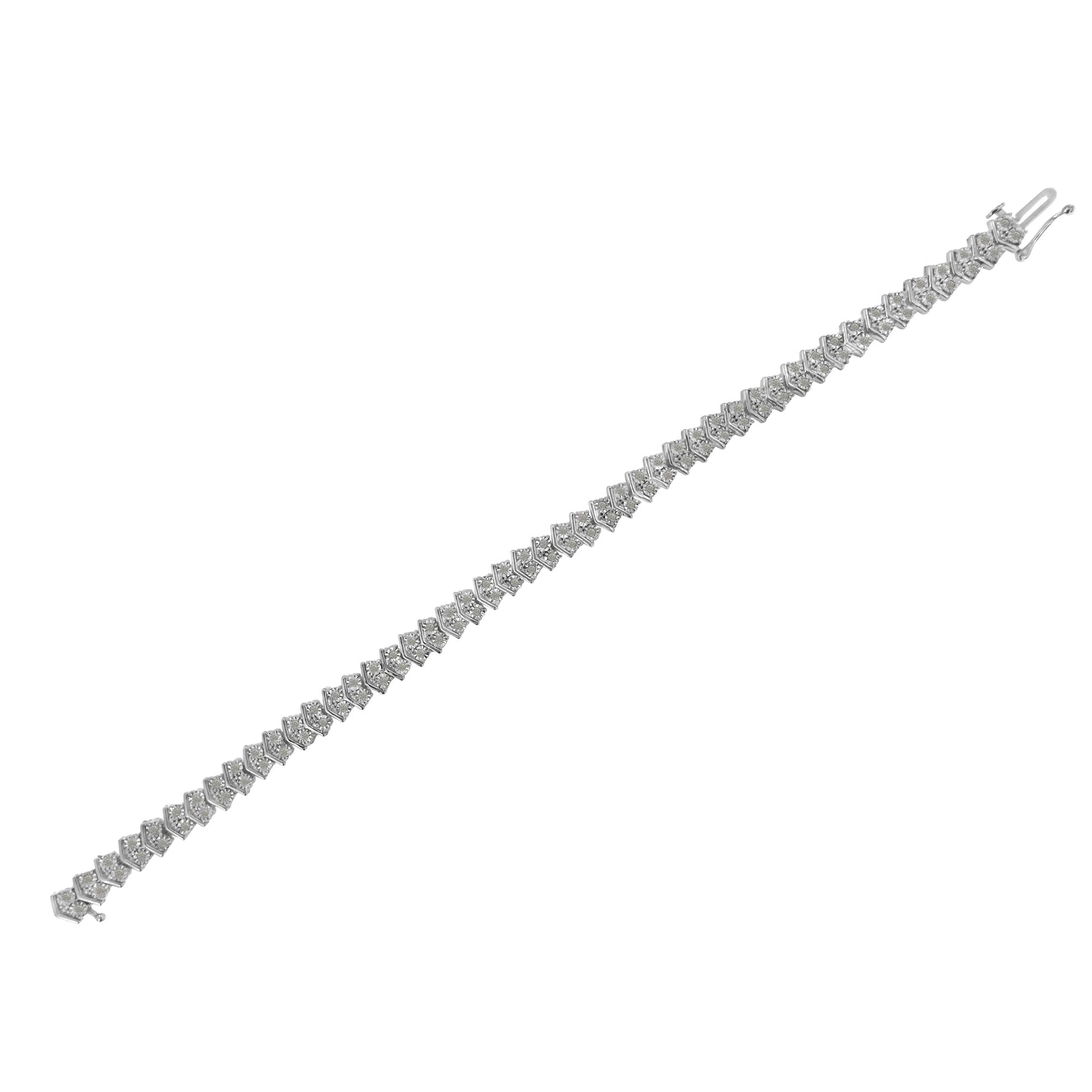 .925 Sterling Silver 1.0 cttw Diamond "Arrow" Shape Tennis Link Bracelet (I-J Color, I3 Clarity) -7.25" Bids.com