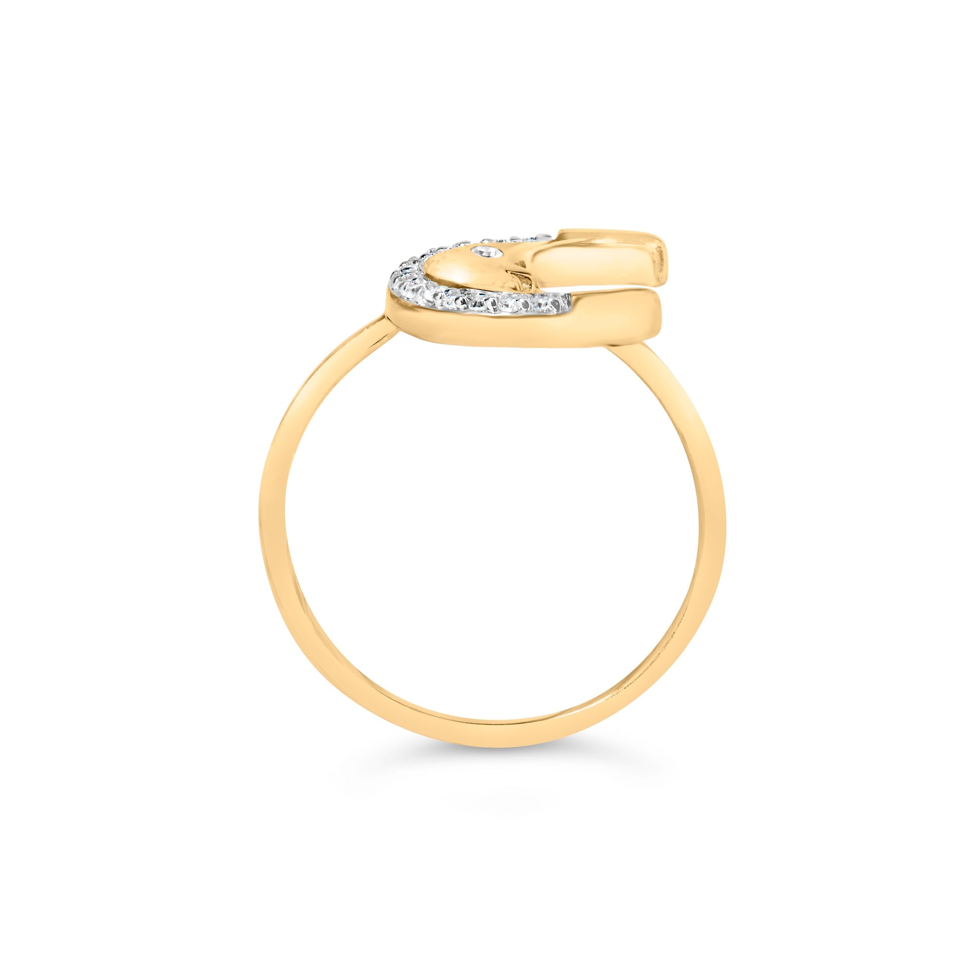 10K Yellow Gold 1/10 Cttw Diamond Crescent Moon Ring (I-J Color, I1-I2 Clarity) - Ring Size 6 Bids.com