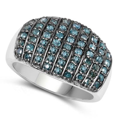 0.83 Carat Genuine Blue Diamond and White Diamond .925 Sterling Silver Ring Bids.com