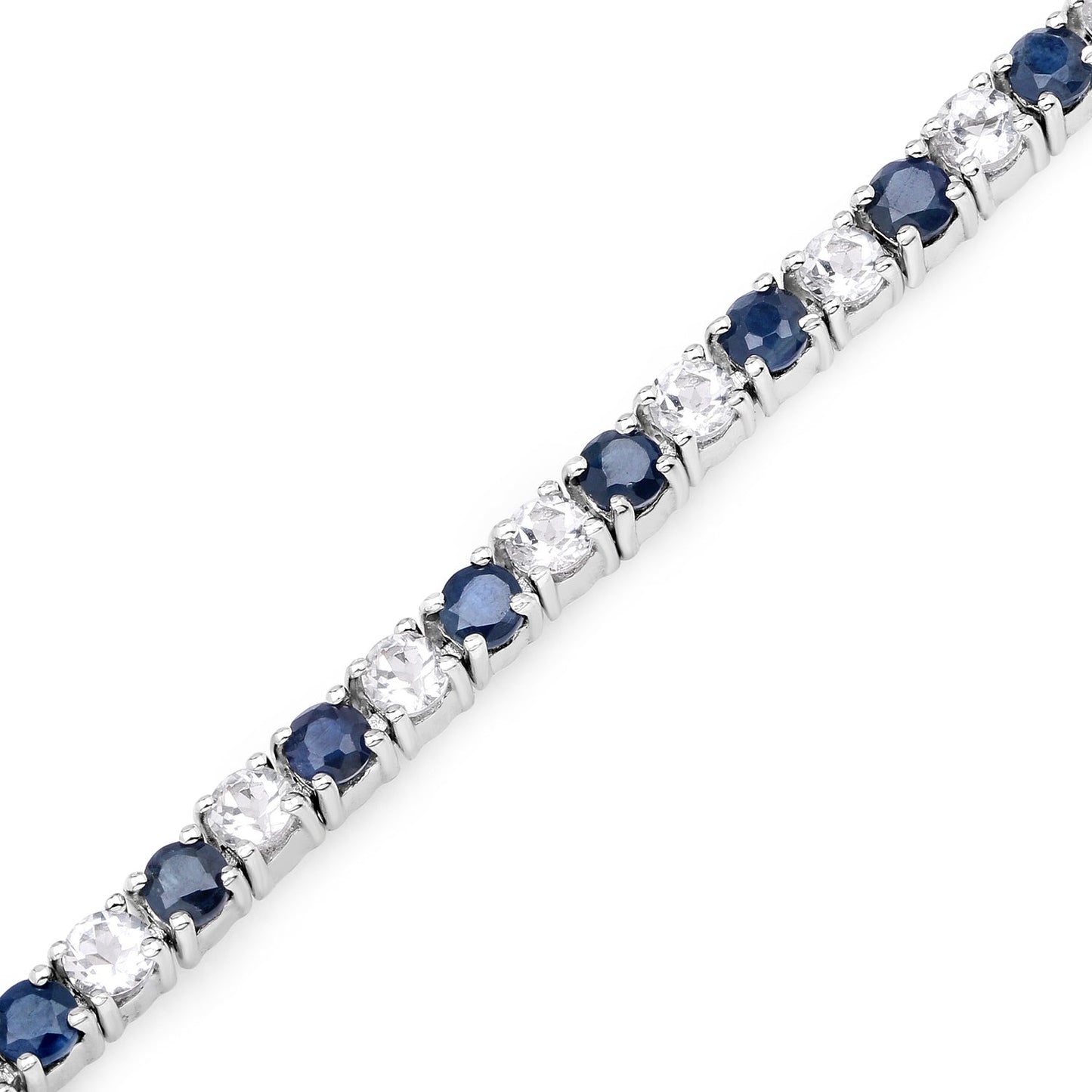 6.87 ct. t.w. Blue Sapphire and White Topaz Bracelet in Sterling Silver Bids.com
