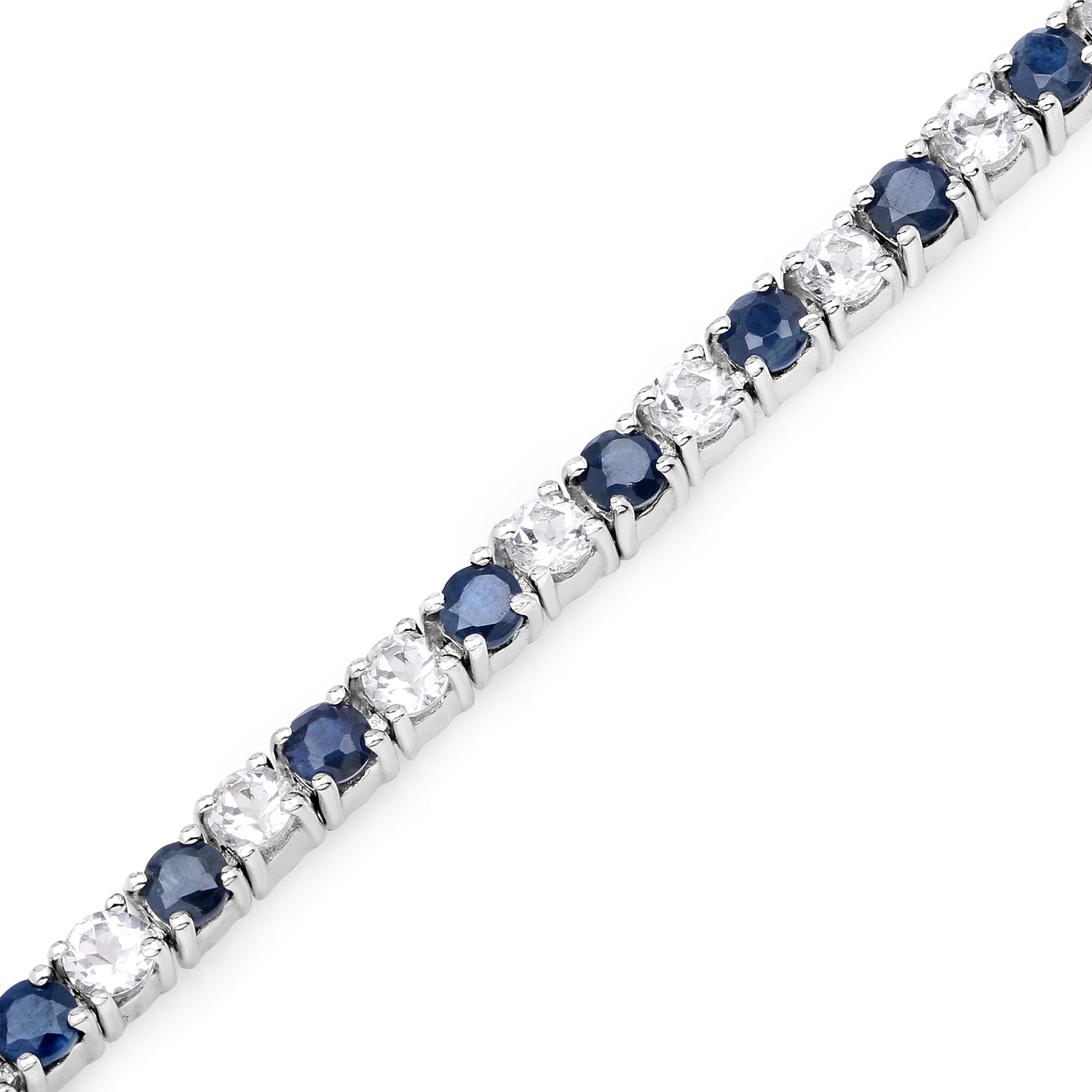 6.87 ct. t.w. Blue Sapphire and White Topaz Bracelet in Sterling Silver Bids.com