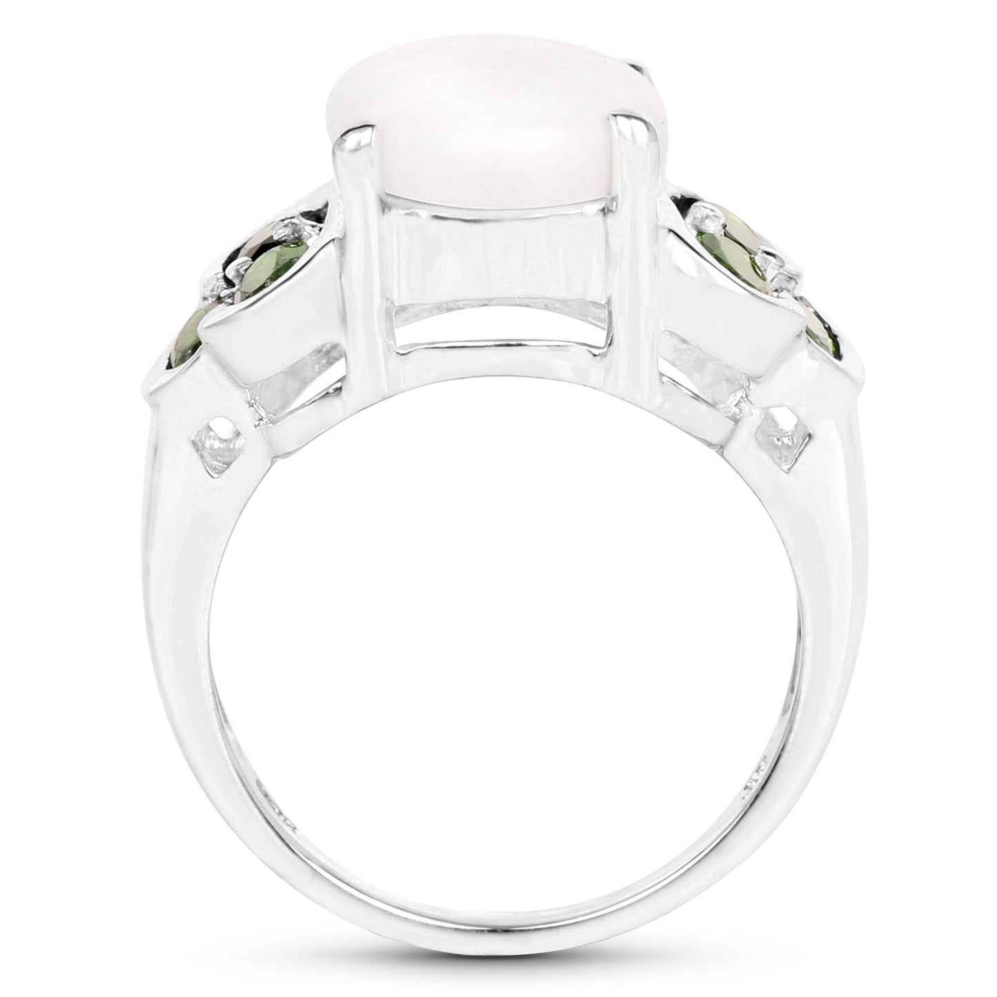 4.52 Carat Genuine Opal and Chrome Diopside .925 Sterling Silver Ring Bids.com