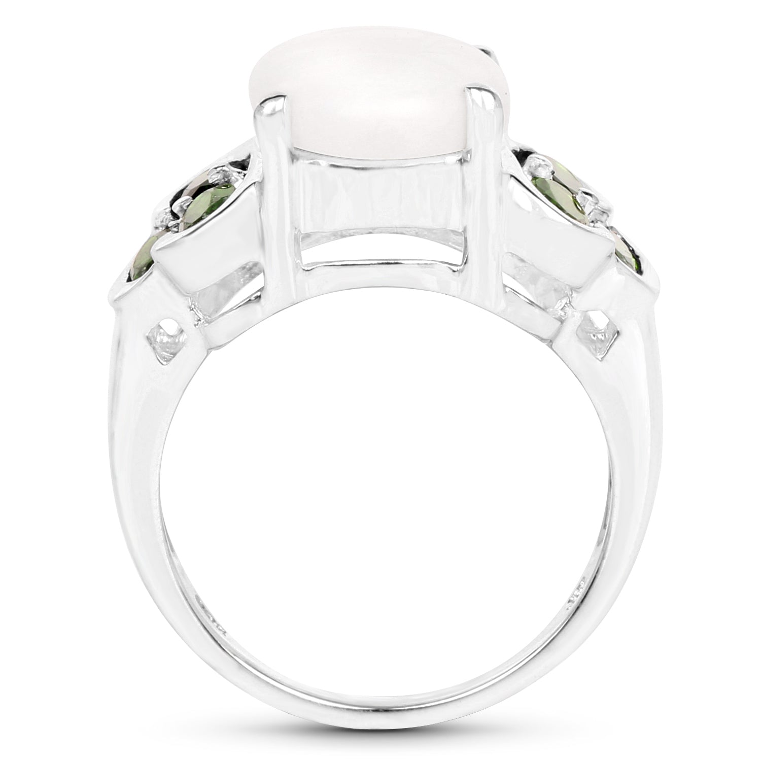 4.52 Carat Genuine Opal and Chrome Diopside .925 Sterling Silver Ring Bids.com
