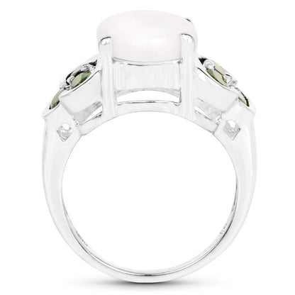 4.52 Carat Genuine Opal and Chrome Diopside .925 Sterling Silver Ring Bids.com