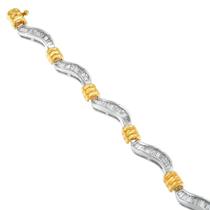 Original Classics 10K Two-Tone Gold Baguette Cut Diamond Spiral Bracelet (2.00 cttw, H-I Color, I1-I2 Clarity) Bids.com