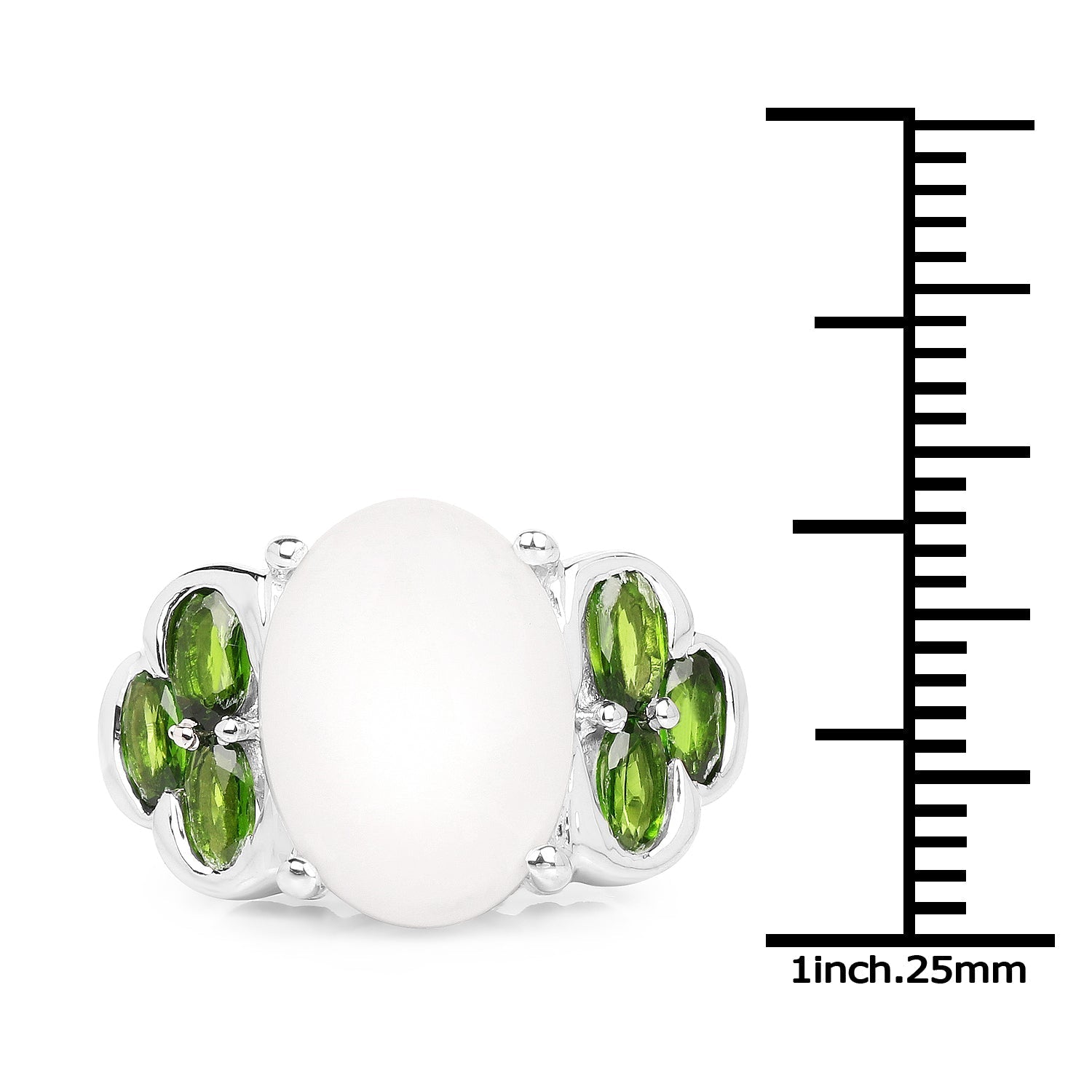 4.52 Carat Genuine Opal and Chrome Diopside .925 Sterling Silver Ring Bids.com