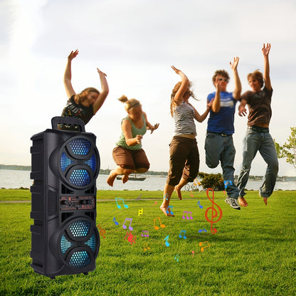 Portable Bluetooth Speaker with Subwoofer Bass, Dual 6.5" LED Woofers and Microphone DailySale