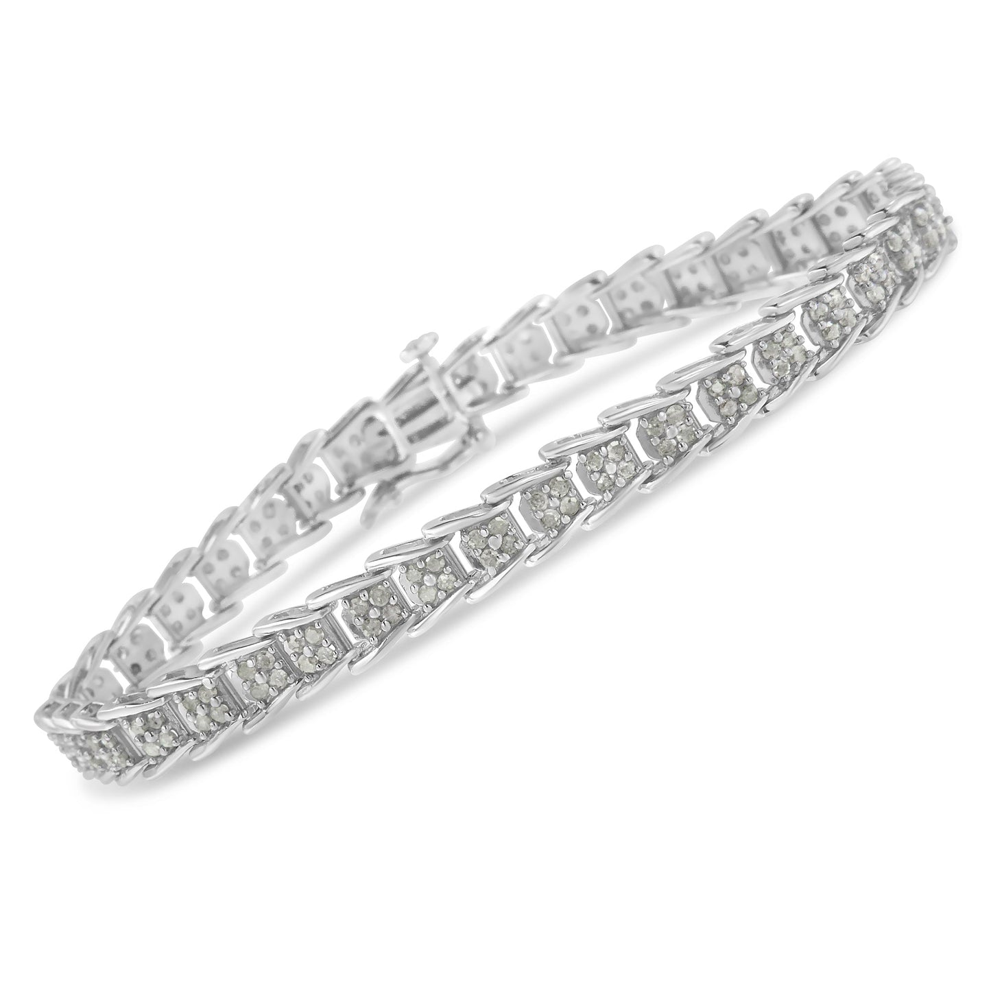 10k White Gold 2 cttw Diamond Fan-Shaped Link Tennis Bracelet (I-J Clarity, I3 Color) - Size 7.25" Bids.com