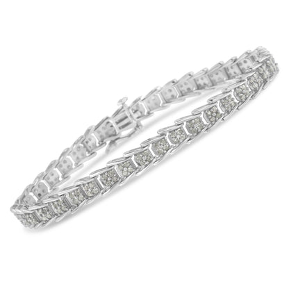 10k White Gold 2 cttw Diamond Fan-Shaped Link Tennis Bracelet (I-J Clarity, I3 Color) - Size 7.25" Bids.com