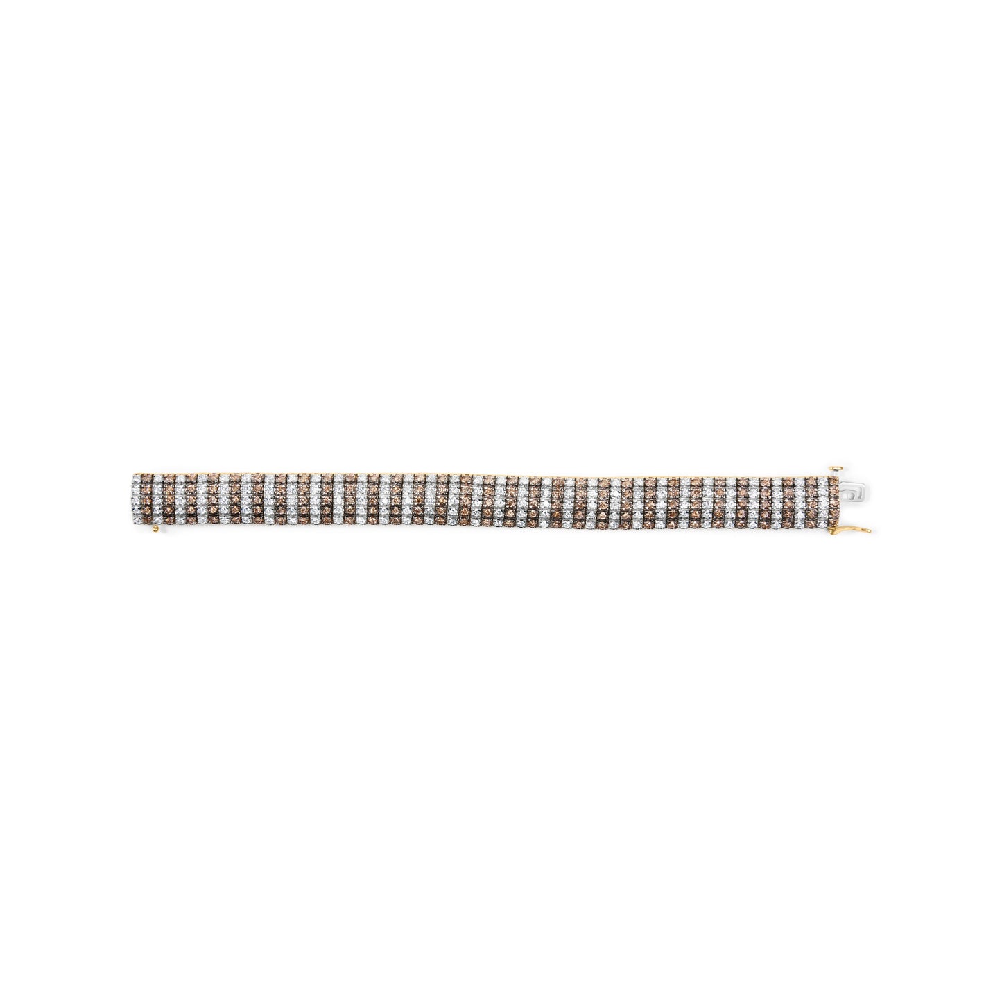 10K Yellow Gold 10-1/3 Cttw Alternating Coco Color and White Diamond 5 Row Tennis Bracelet (Brown/H-I Color, SI1-SI2 Clarity) - Size 7.25 Bids.com