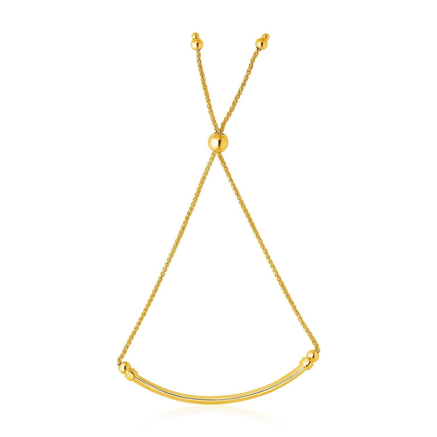 14k Yellow Gold Smooth Curved Bar and Lariat Style Bracelet Bids.com
